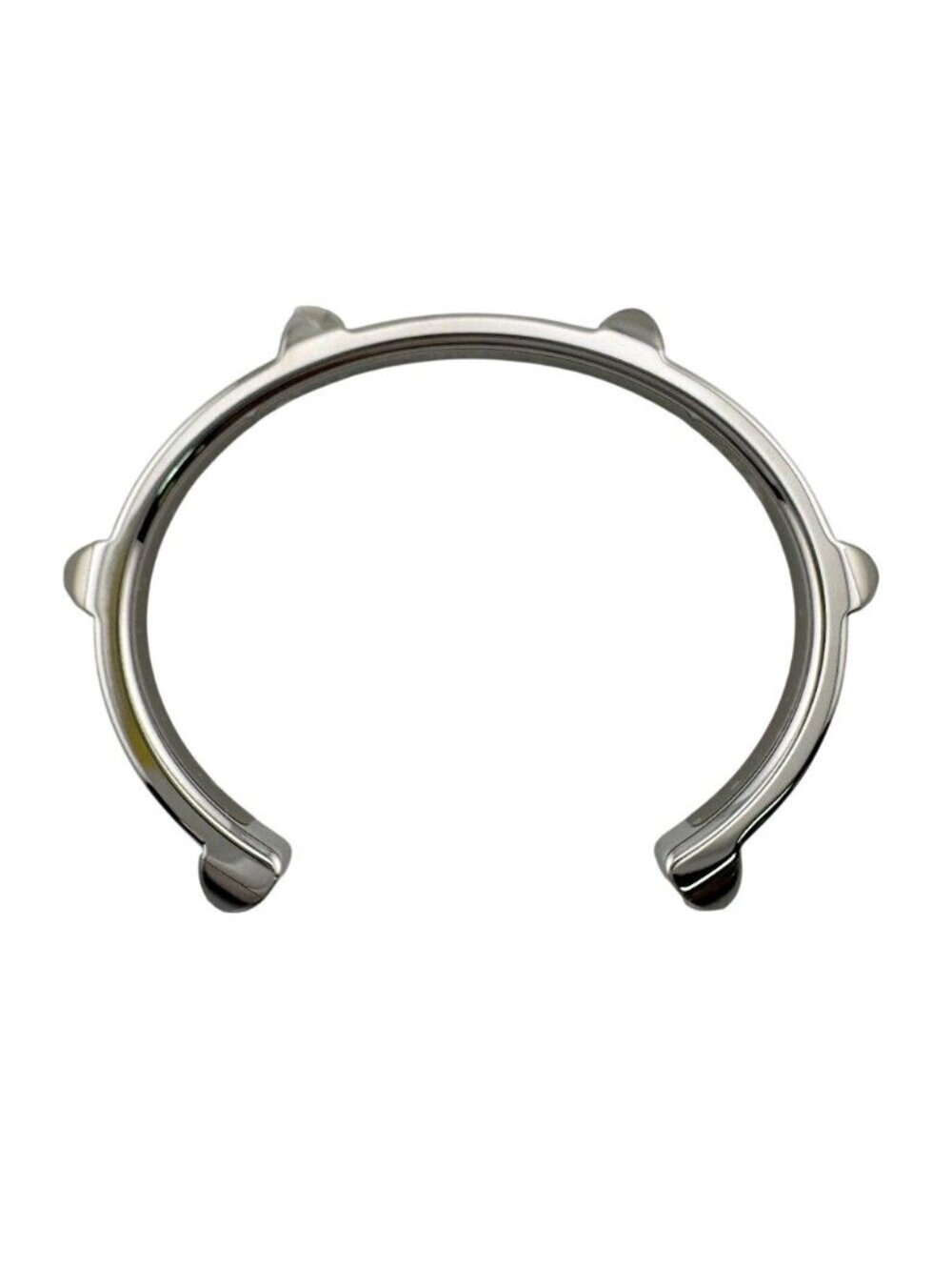 Hermes Athena Bangle Leather Silver Bracelet Tarnish Dents Discoloration